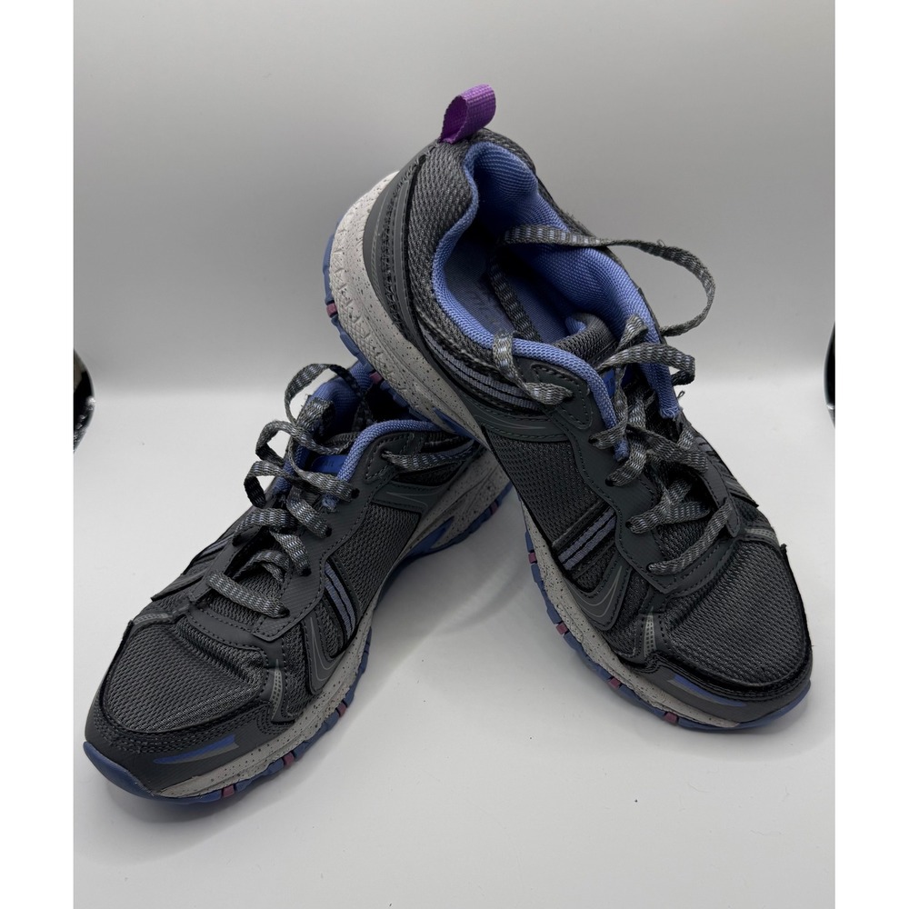 Skechers Trail Women 6.5 Gray Blue Memory Foam Sneakers 149820 CCMT
